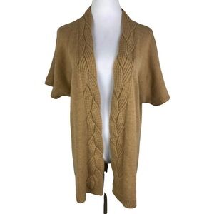 Charter Club Tan Open Front‎ Sweater Cardigan Women's 0X Acrylic Cable Knit